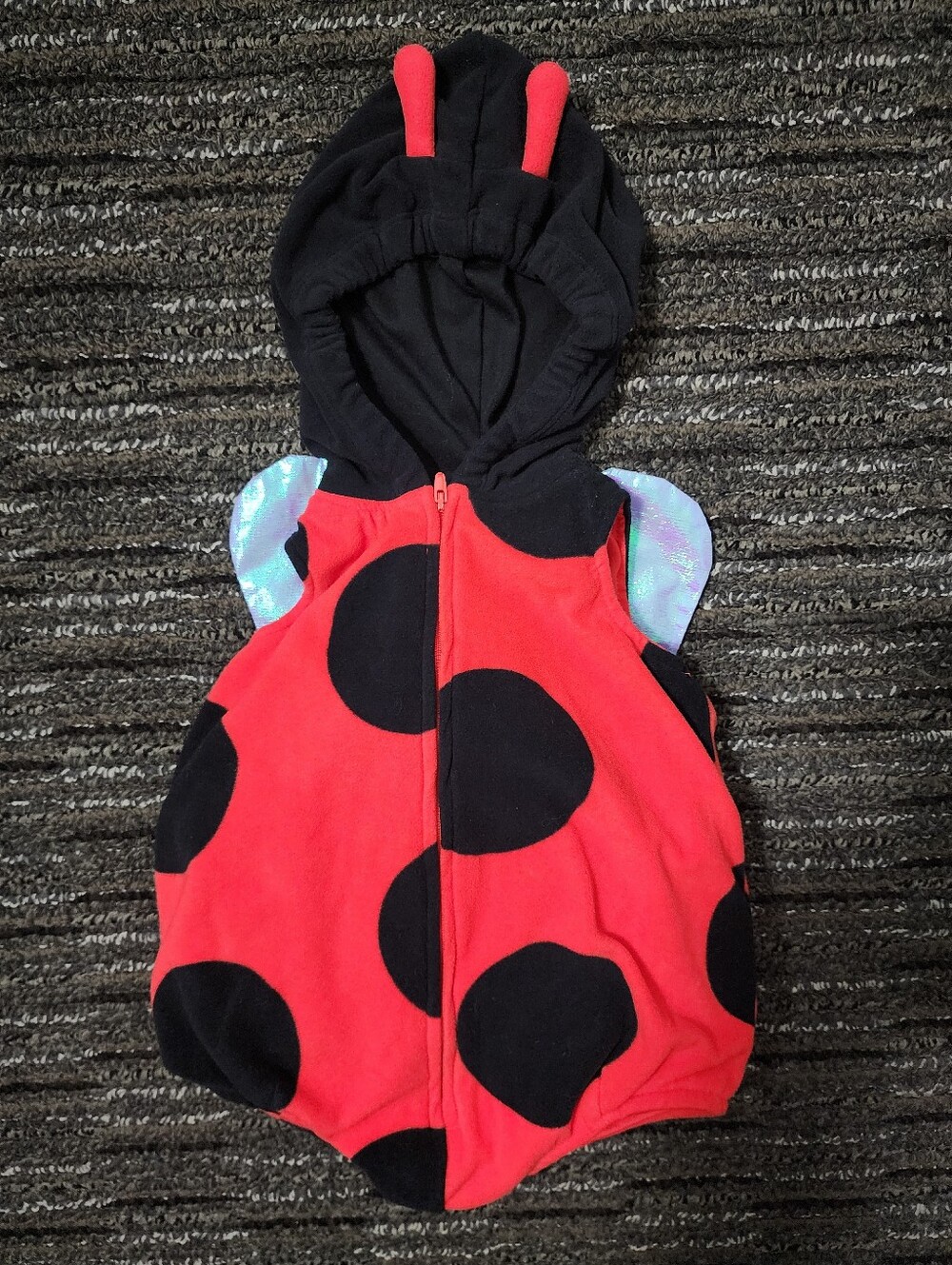 Carter's Baby Ladybug Halloween Costume Dress Up Red Black Hooded W/ Wings EUC